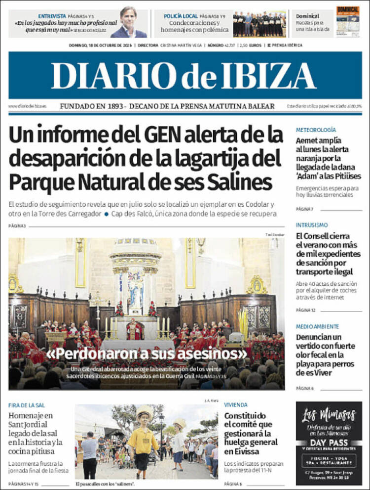 Portada de Diario de Ibiza (Espa&ntilde;a)