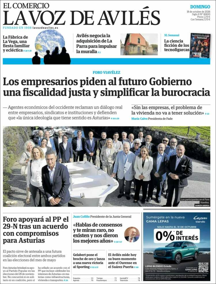 Portada de El Comercio - Avilés (Espa&ntilde;a)