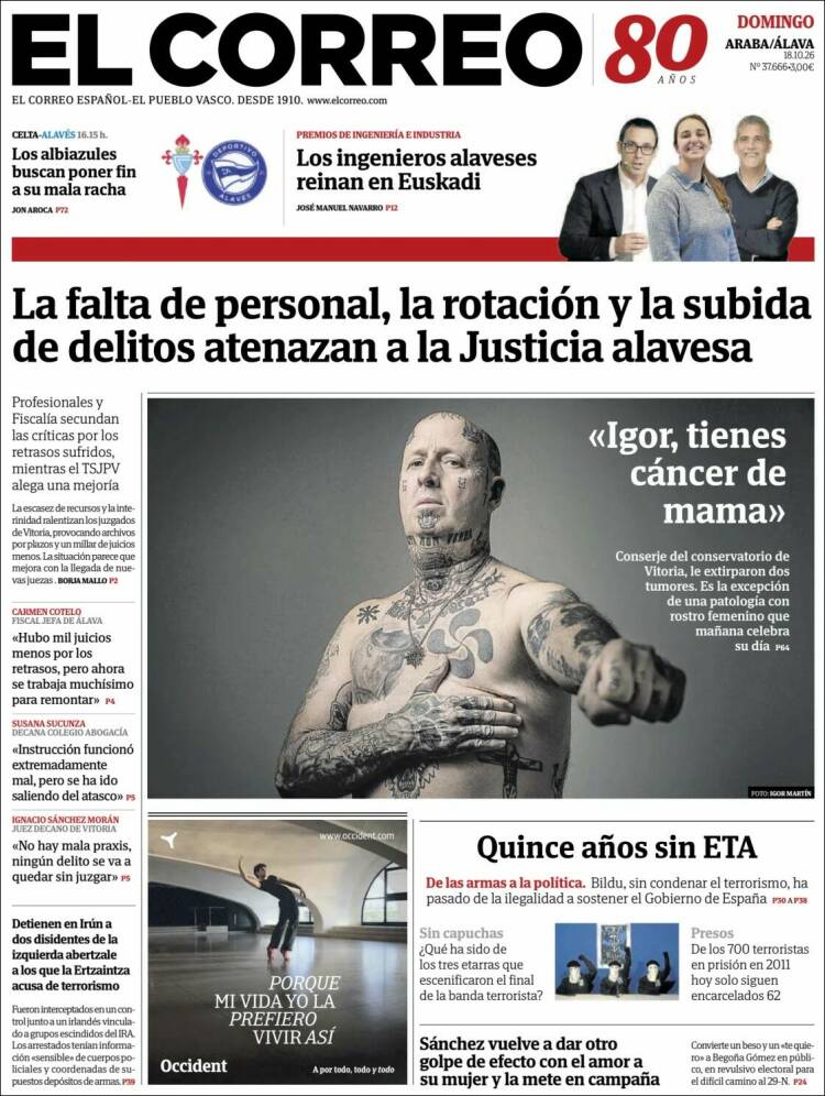 Portada de El Correo - Álava (Espa&ntilde;a)
