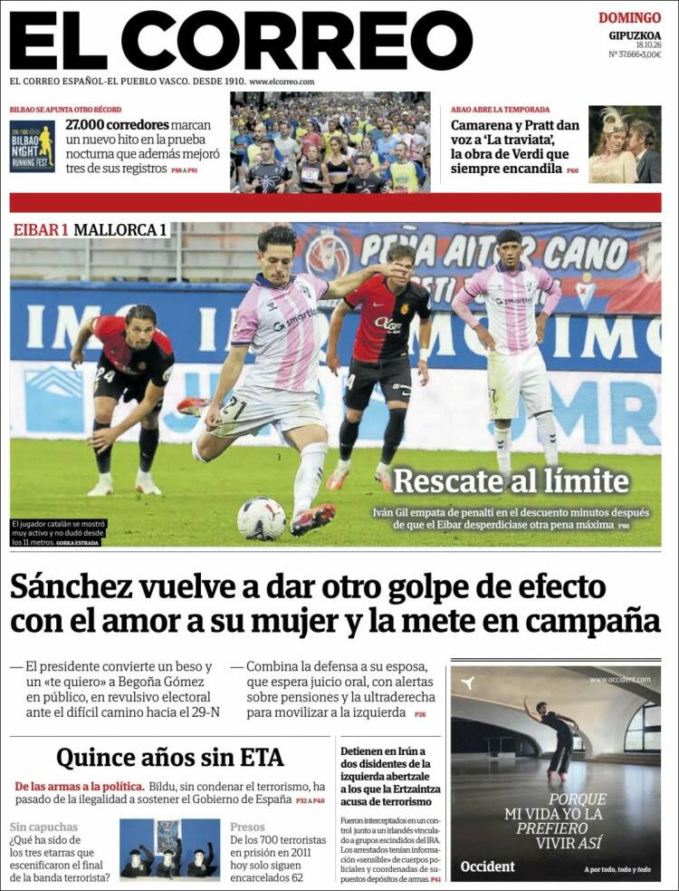 Portada de El Correo - Guipuzcoa (Espa&ntilde;a)