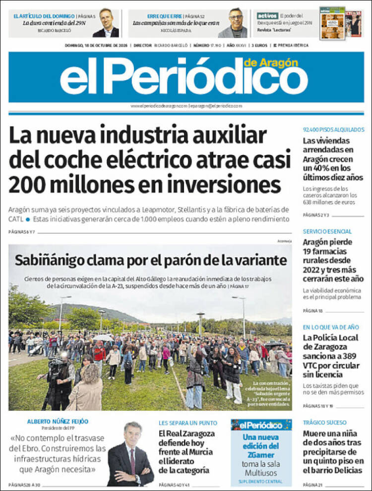 Portada de El Periódico de Aragón (Espa&ntilde;a)
