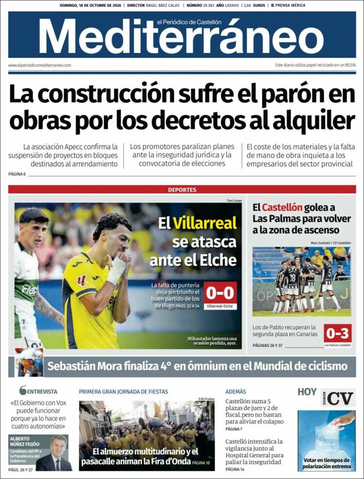 Portada de El Periódico Mediterraneo (Espa&ntilde;a)