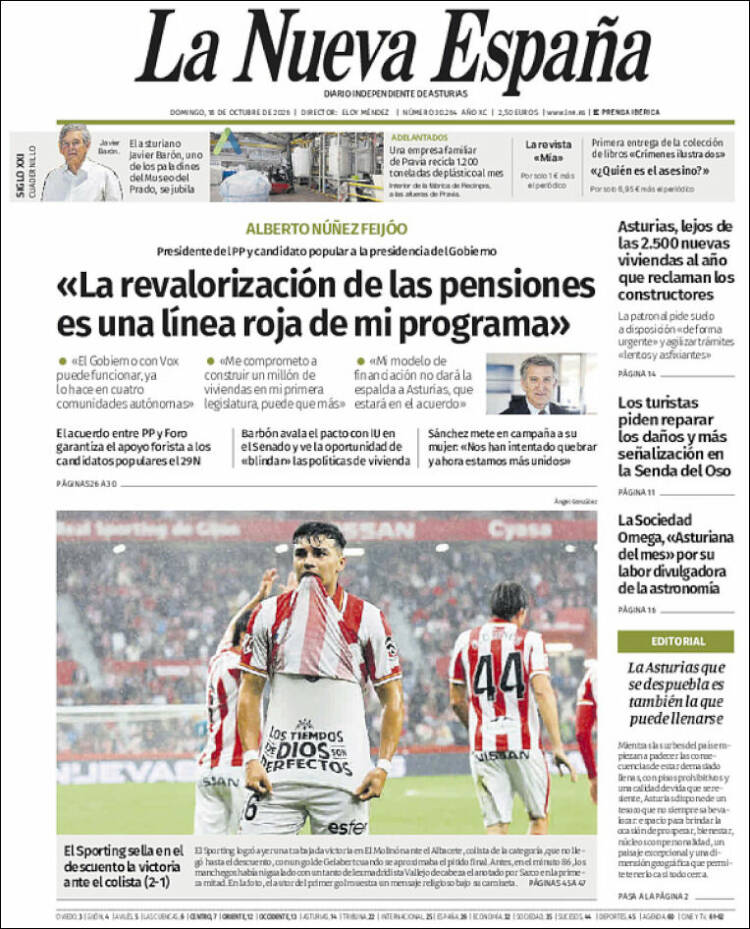 Portada de La Nueva España (Espa&ntilde;a)
