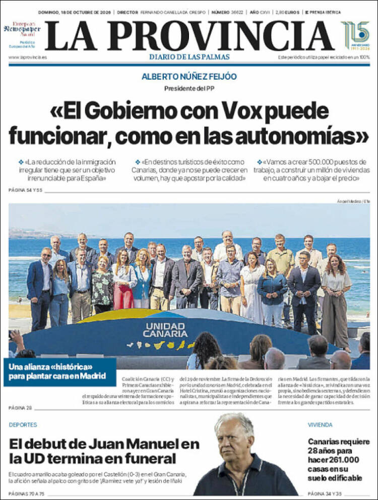 Portada de La Provincia (Espa&ntilde;a)