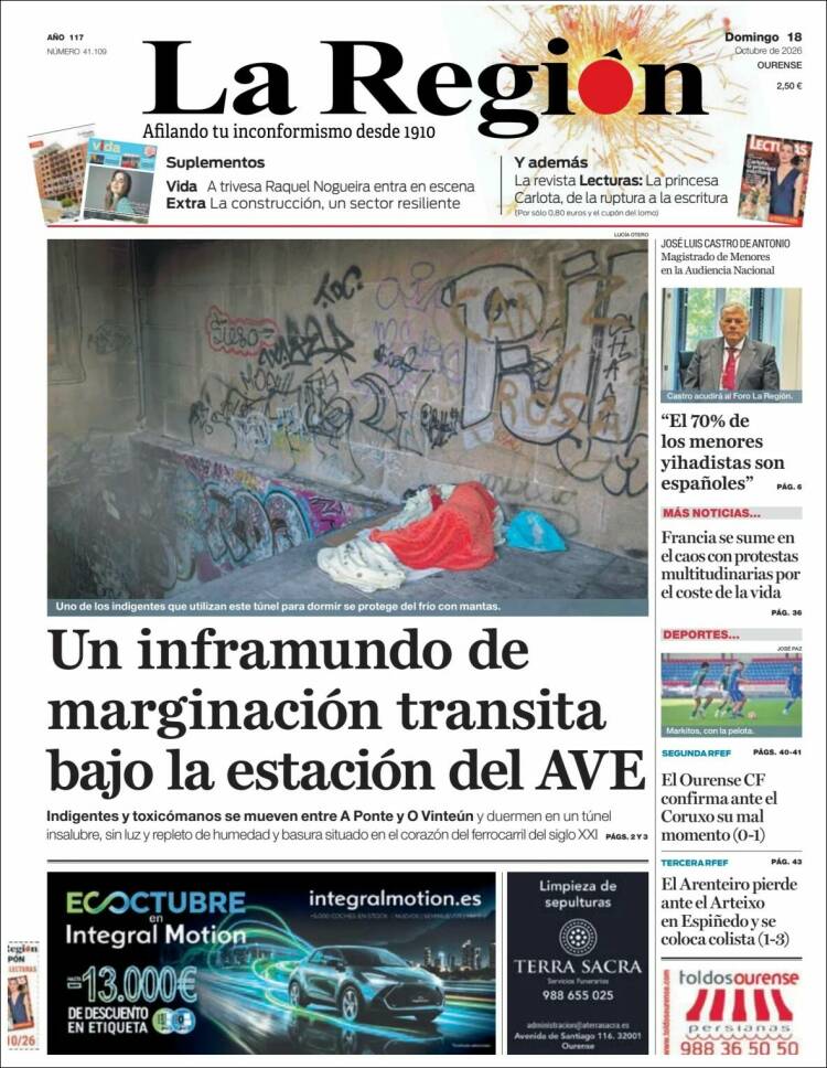 Portada de La Región de Ourense (Espa&ntilde;a)