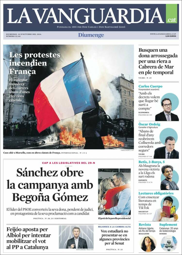 Portada de La Vanguardia (Espa&ntilde;a)