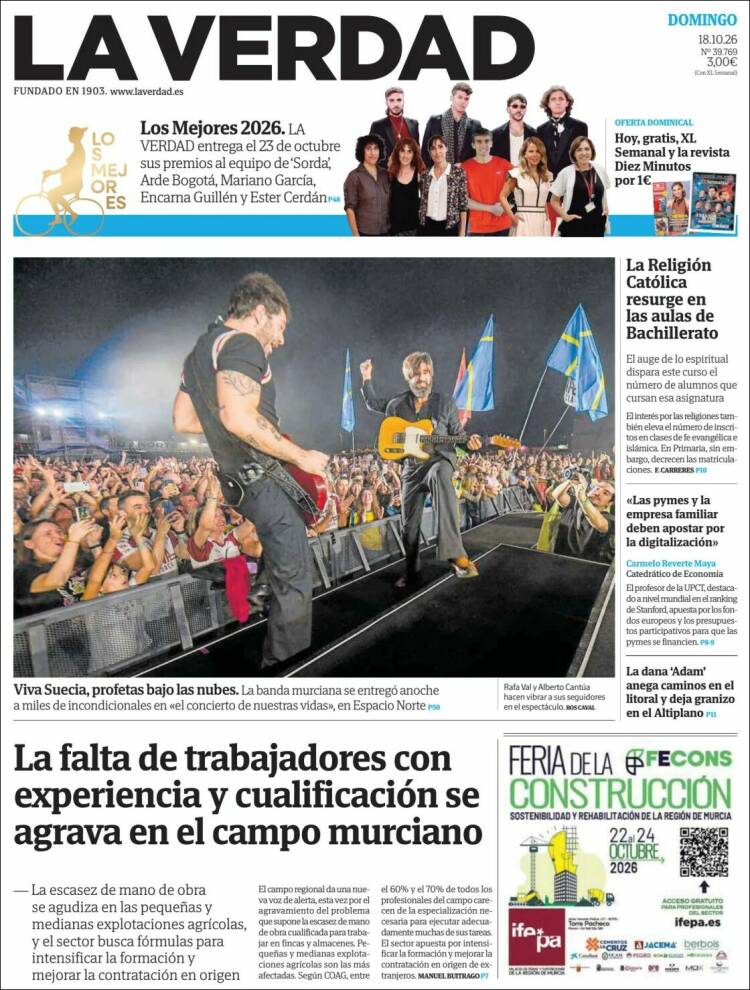 Portada de La Verdad de Murcia (Espa&ntilde;a)