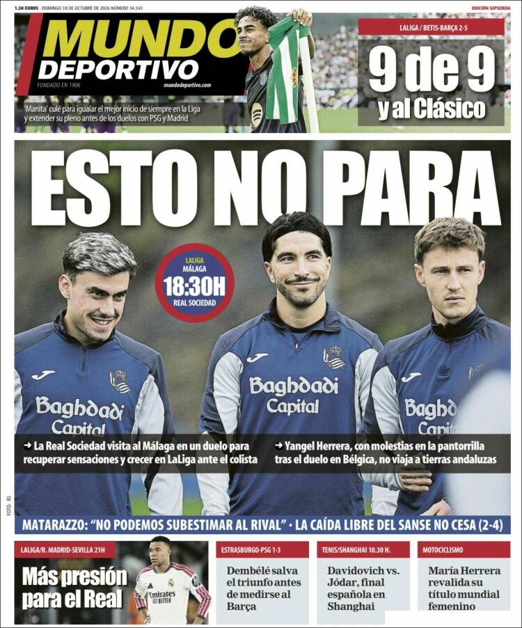 Portada de Mundo Deportivo Gipuzkoa (Espa&ntilde;a)