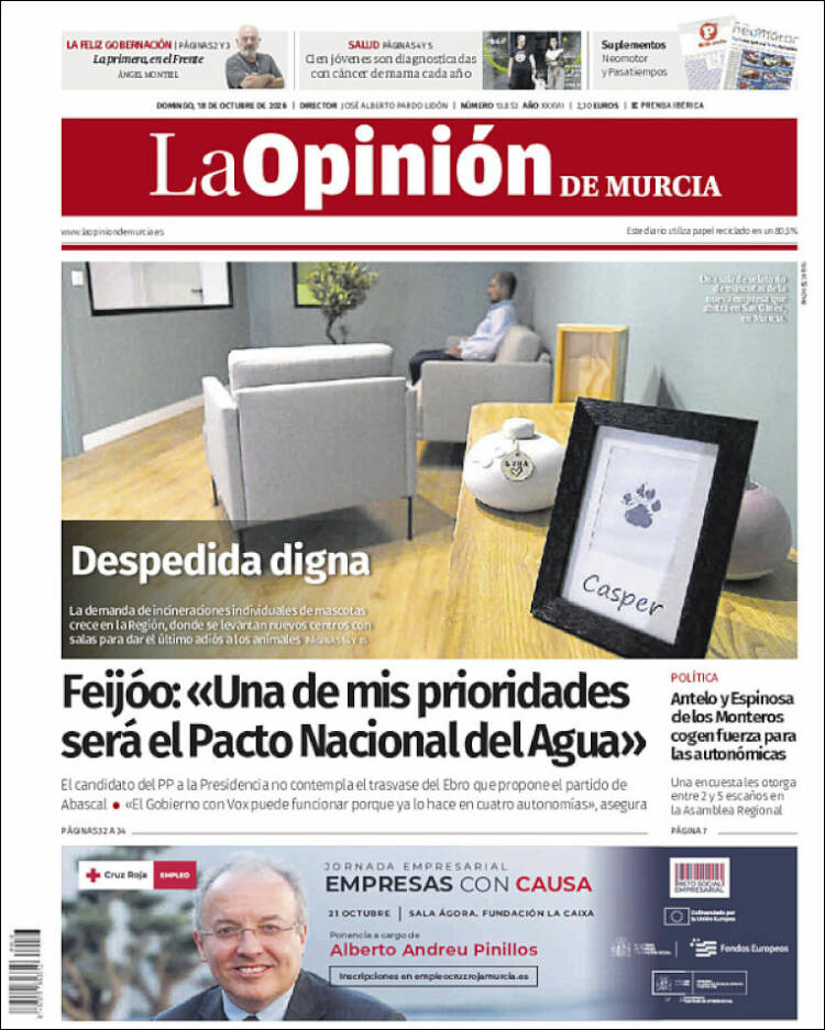 Portada de La Opinión de Murcia (Espa&ntilde;a)