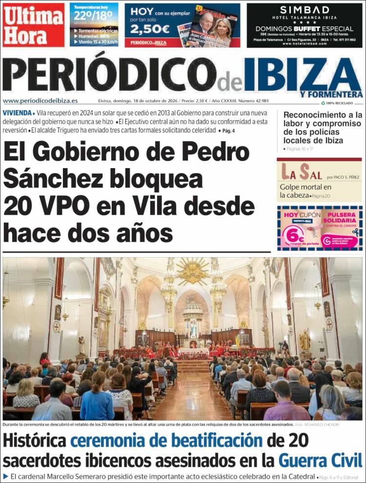 Portada de Periódico de Ibiza (Espa&ntilde;a)