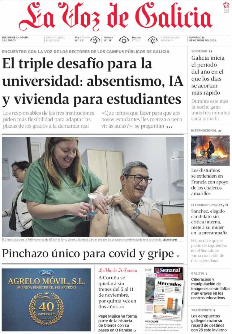 Portada de La Voz de Galicia (Espa&ntilde;a)