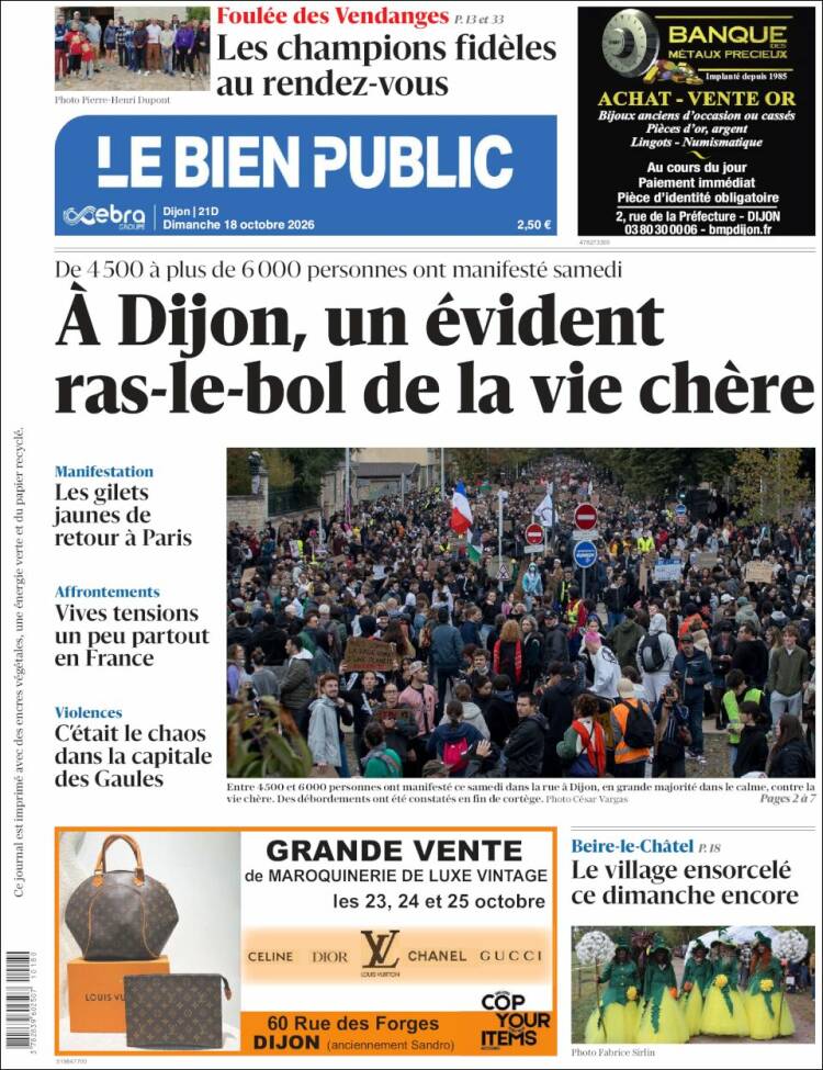 Portada de Le Bien Public (Francia)