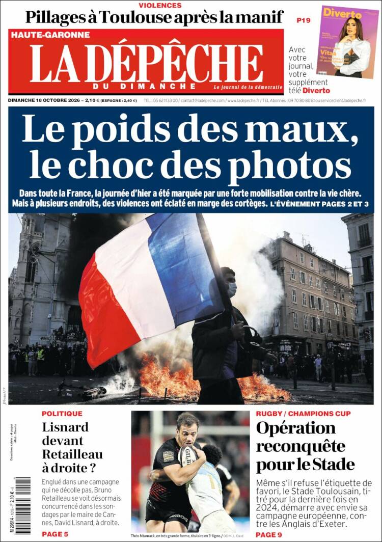 Portada de La Dépêche du Midi (Francia)