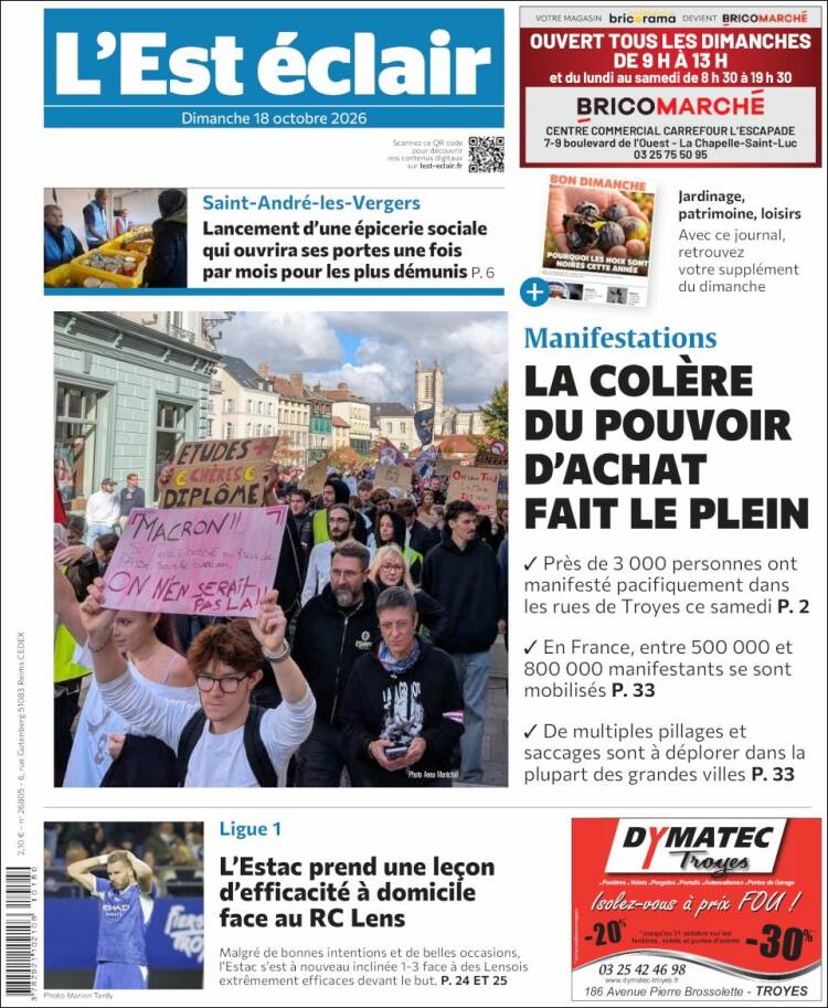 Portada de L'Est Eclair (Francia)