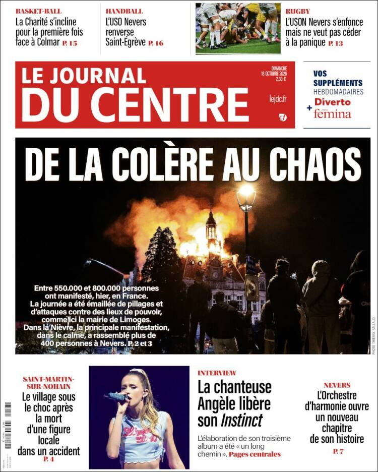 Portada de Le Journal du Centre (Francia)
