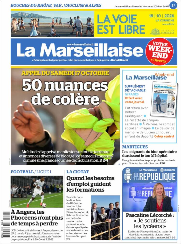 Portada de La Marseillaise (Francia)