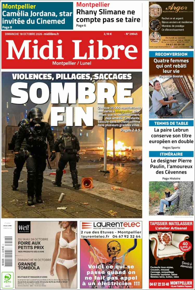 Portada de Midi Libre (Francia)