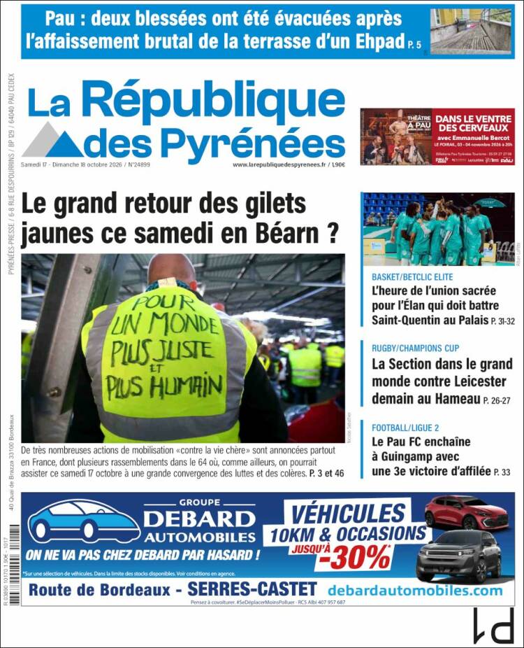Portada de La République des Pyrénées (Francia)