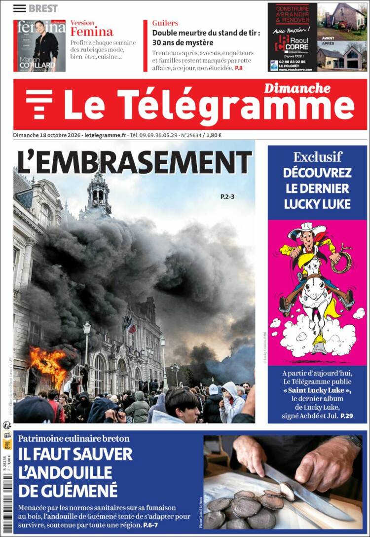 Portada de Télégramme (Francia)