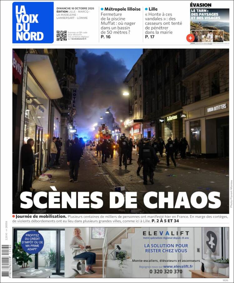 Portada de La Voix du Nord (Francia)