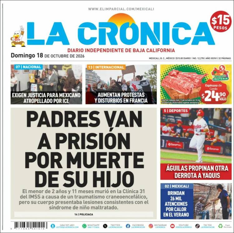 Portada de La Crónica de Baja California (M&eacute;xico)