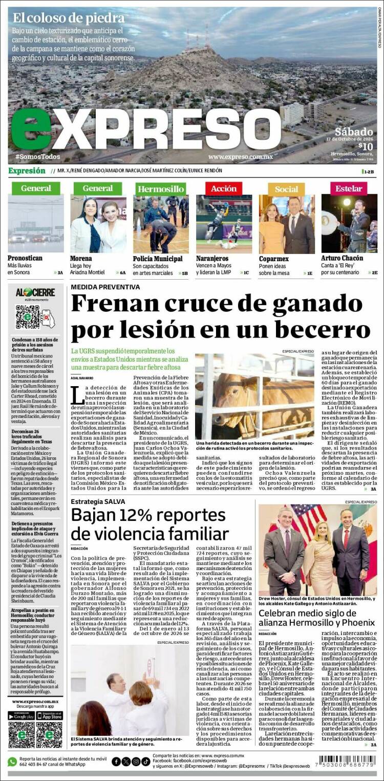 Portada de Expreso (M&eacute;xico)