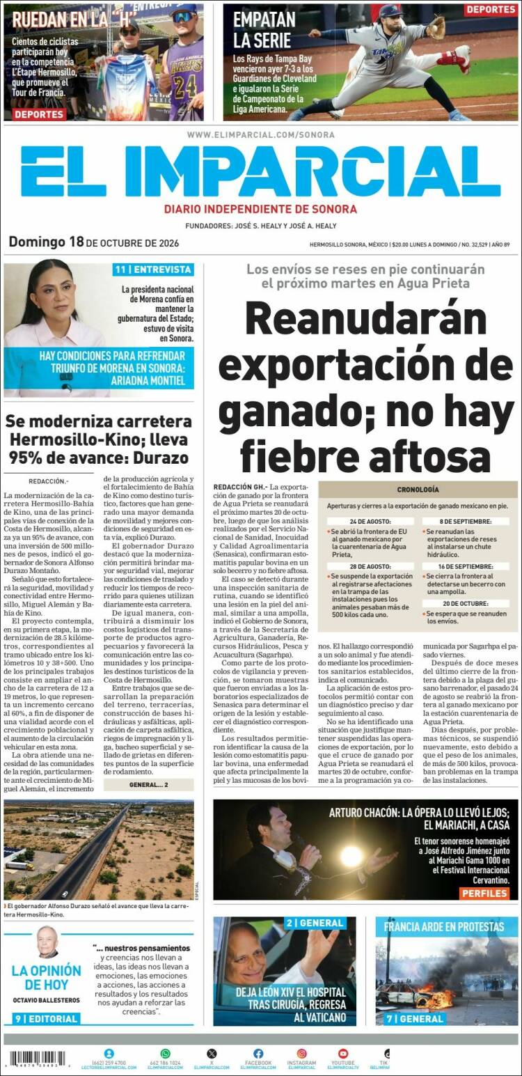 Portada de El Imparcial (M&eacute;xico)