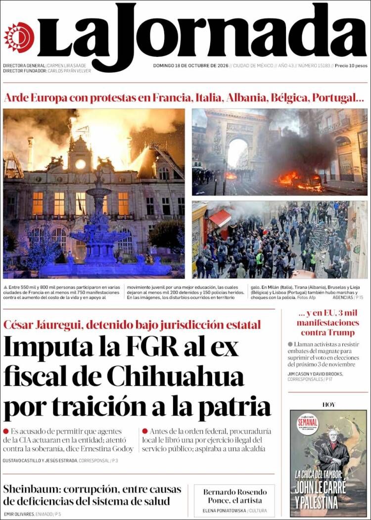 Portada de La Jornada (M&eacute;xico)