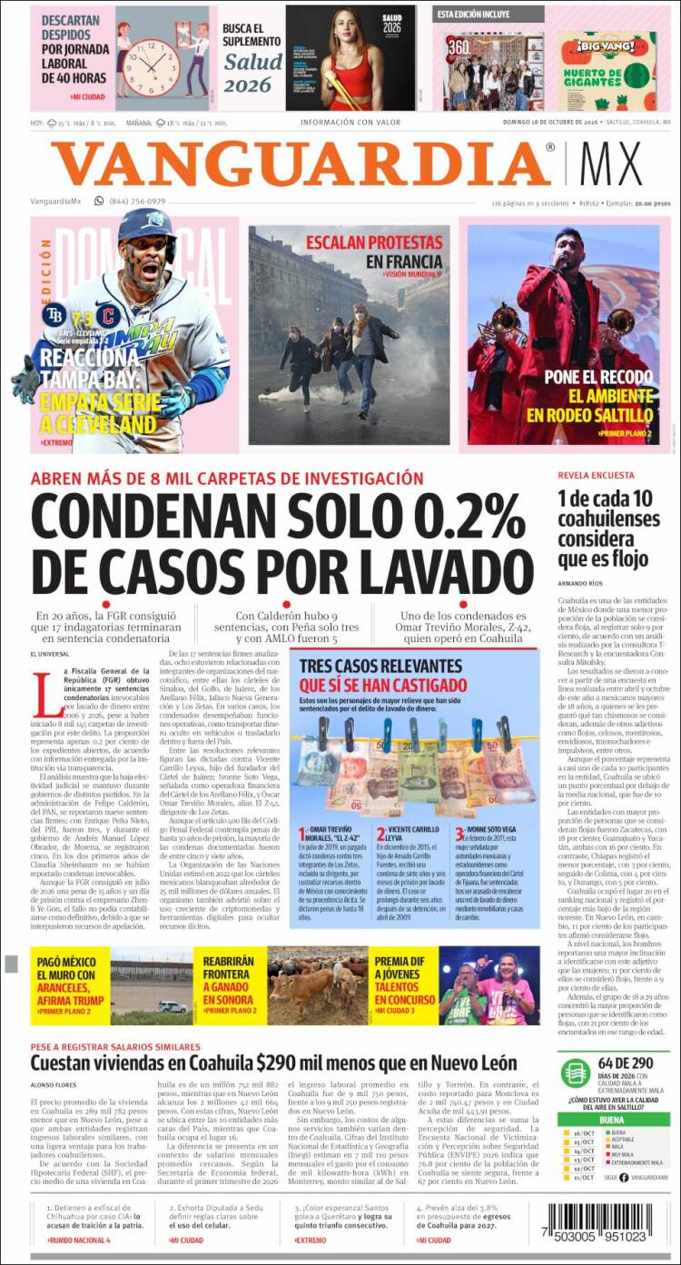 Portada de Vanguardia (M&eacute;xico)
