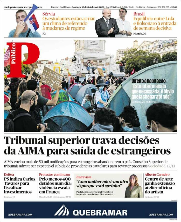 Portada de Público (Portugal)
