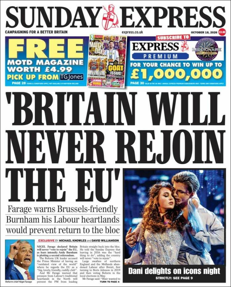 Portada de Daily Express (Reino Unido)