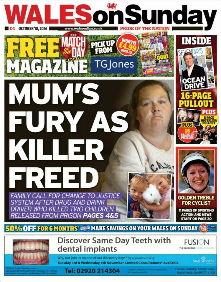 Portada de Western Mail (Reino Unido)