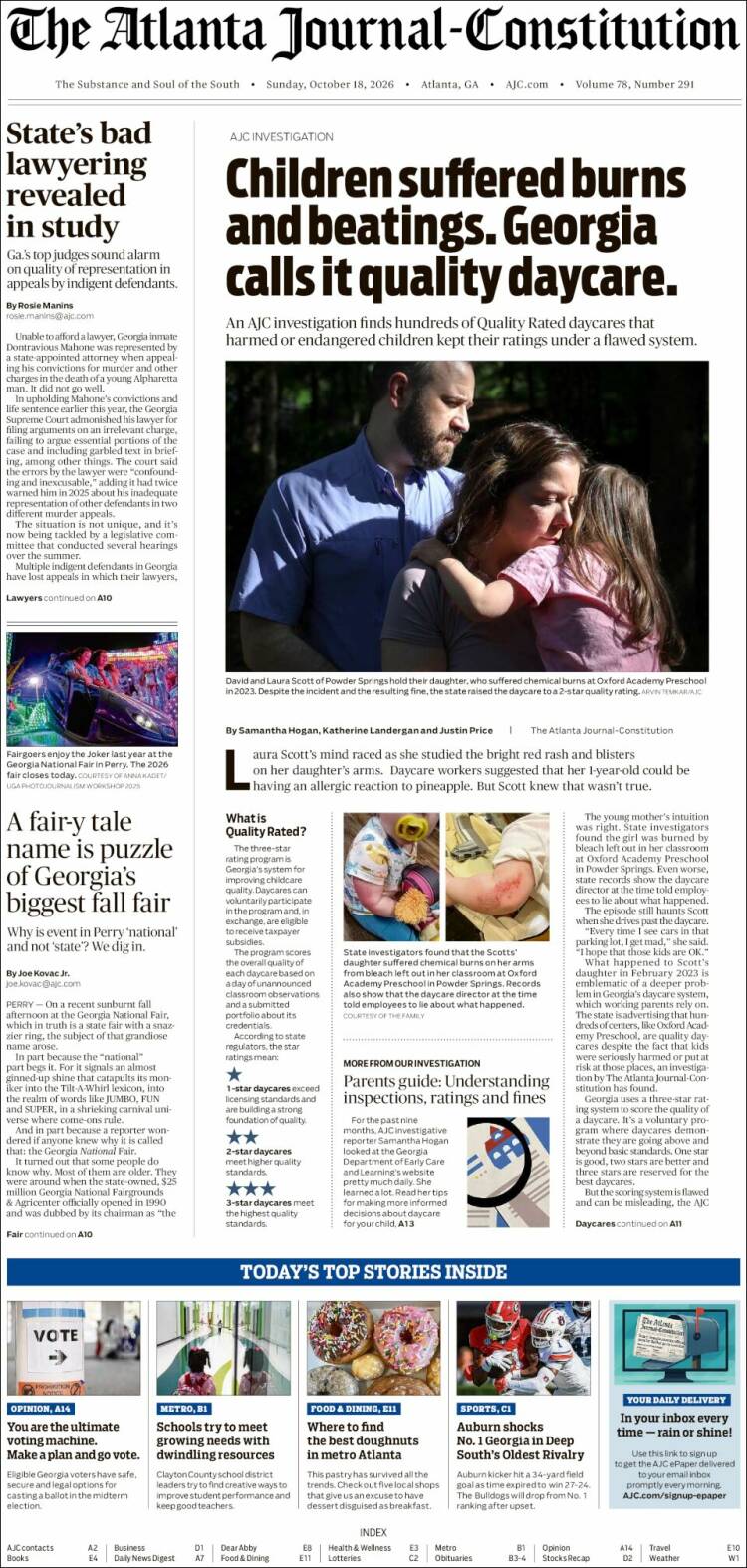 Portada de The Atlanta Journal-Constitution (USA)