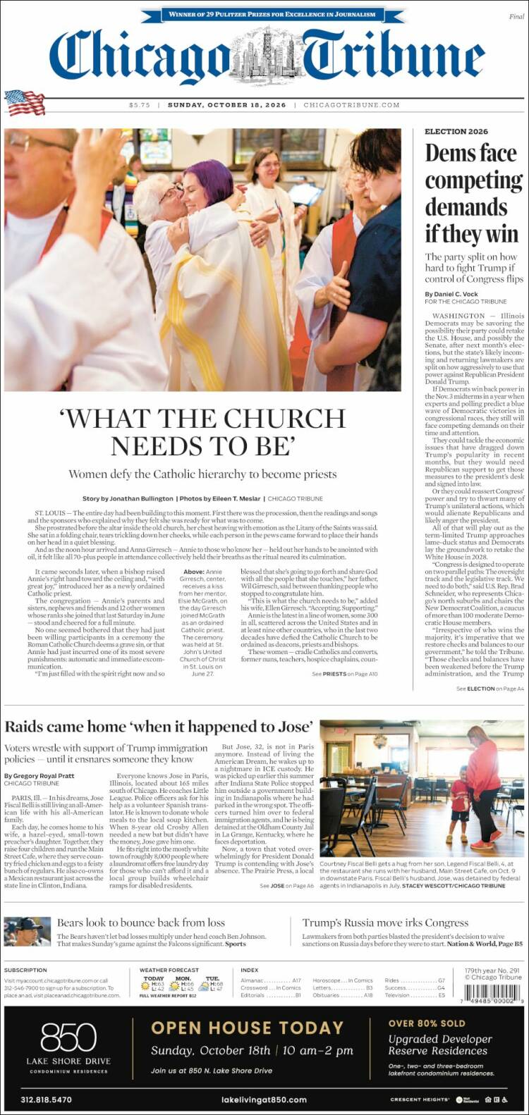 Portada de Chicago Tribune (USA)