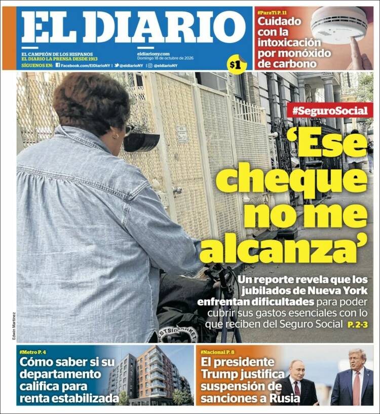 Portada de El Diario NY (USA)