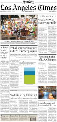 Portada de Los Angeles Times (USA)