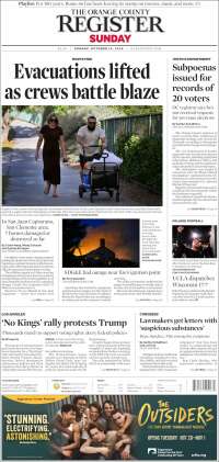 Portada de The Orange County Register (USA)
