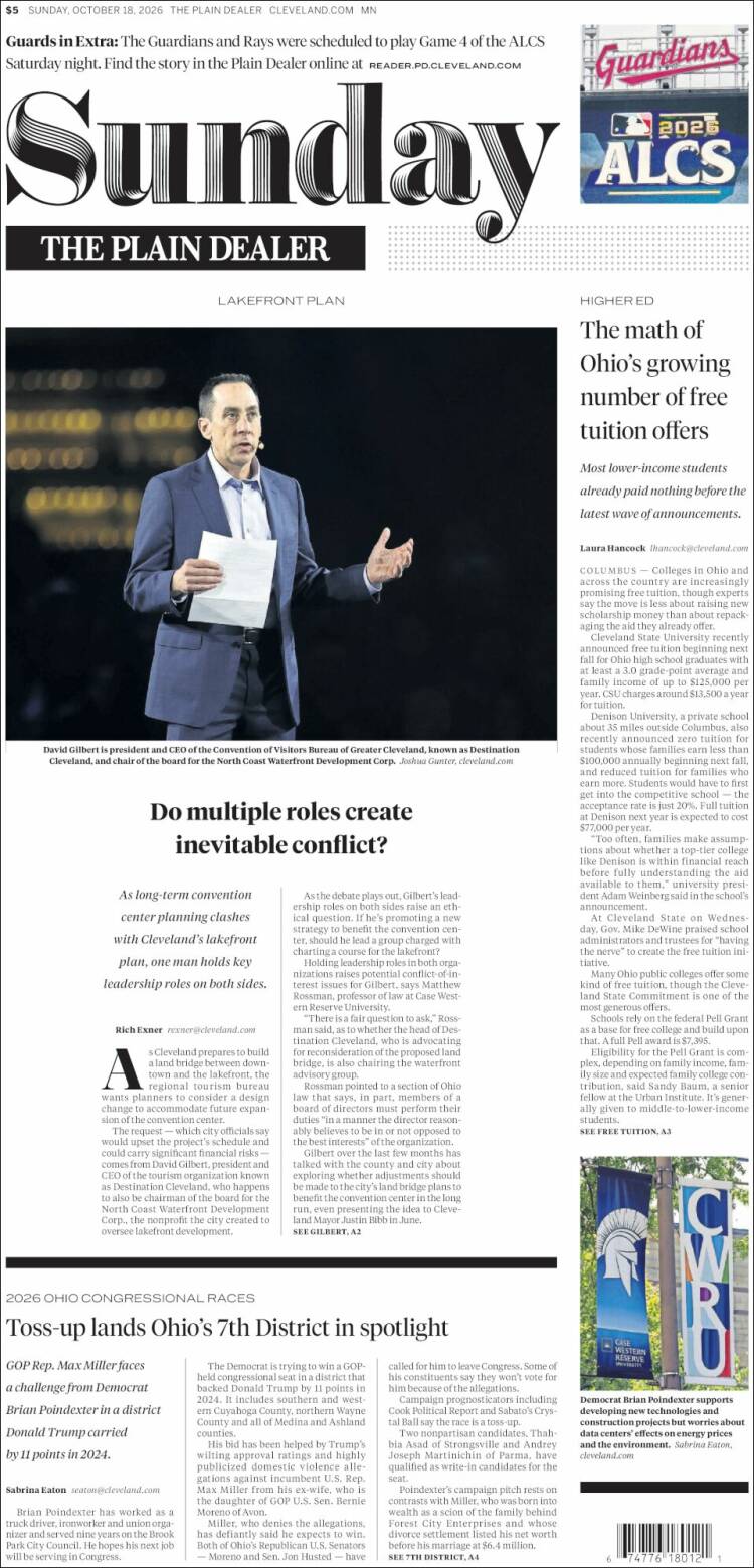 Portada de The Plain Dealer (USA)