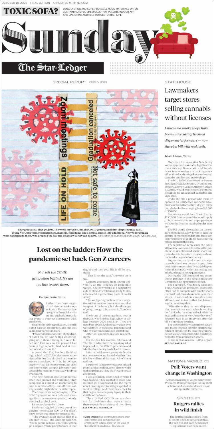 Portada de Star-Ledger (USA)