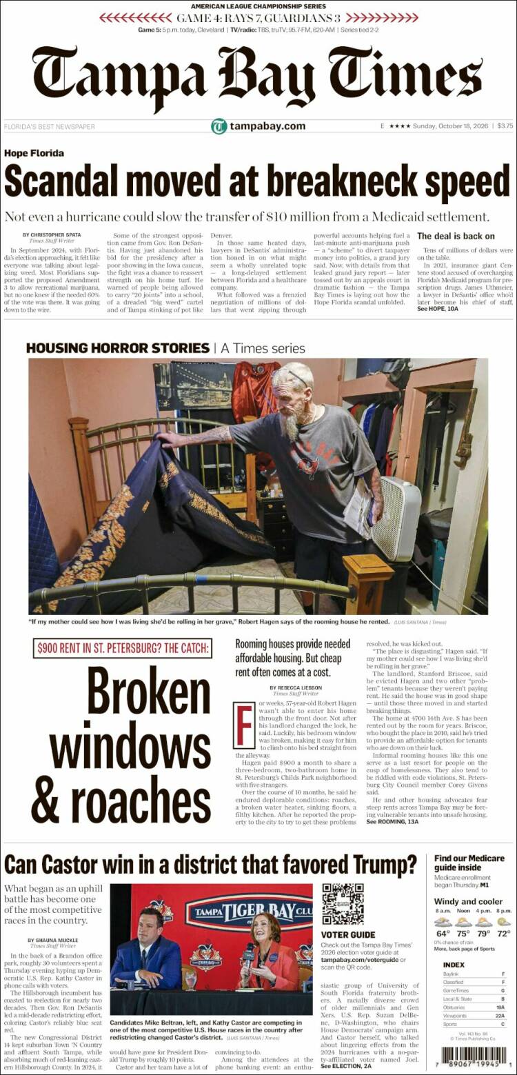 Portada de Tampa Bay Times (USA)