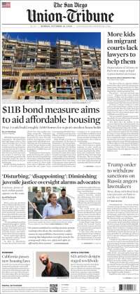 Portada de The San Diego Union-Tribune (USA)