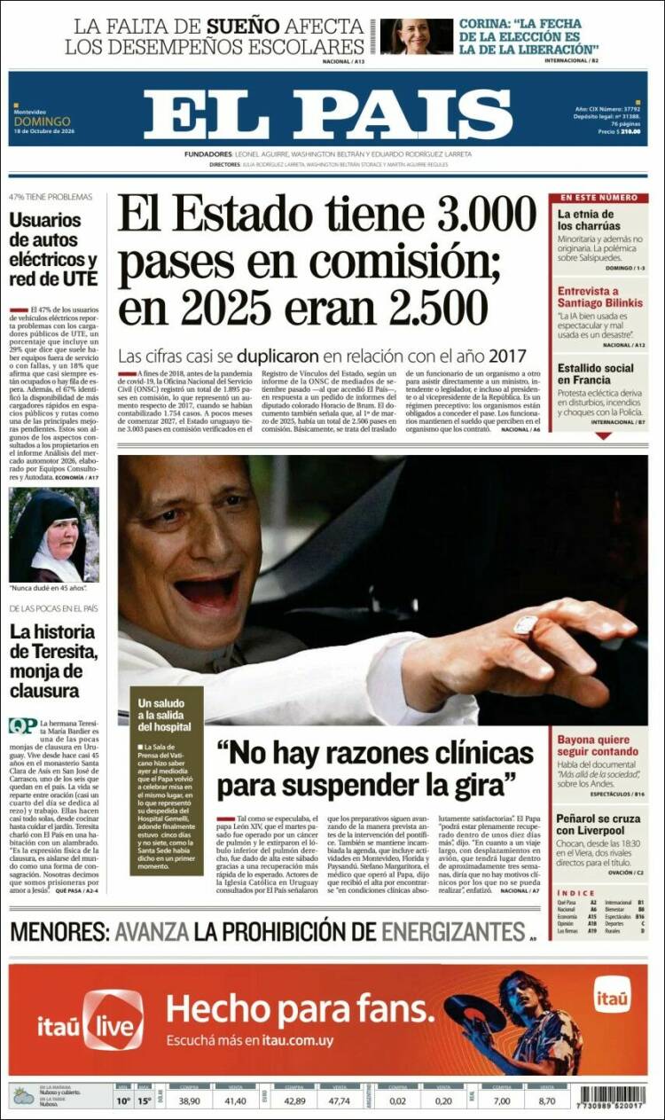 Portada de El País (Uruguay)
