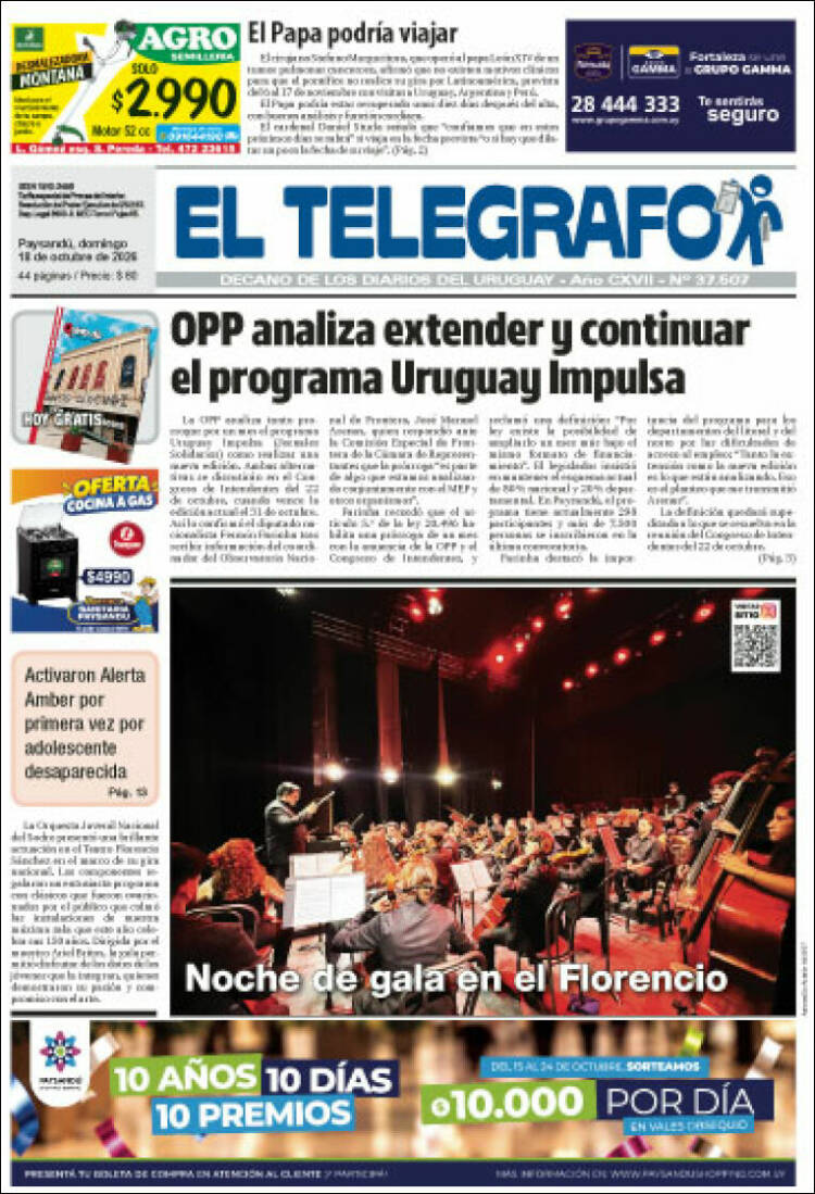Portada de El Telégrafo (Uruguay)