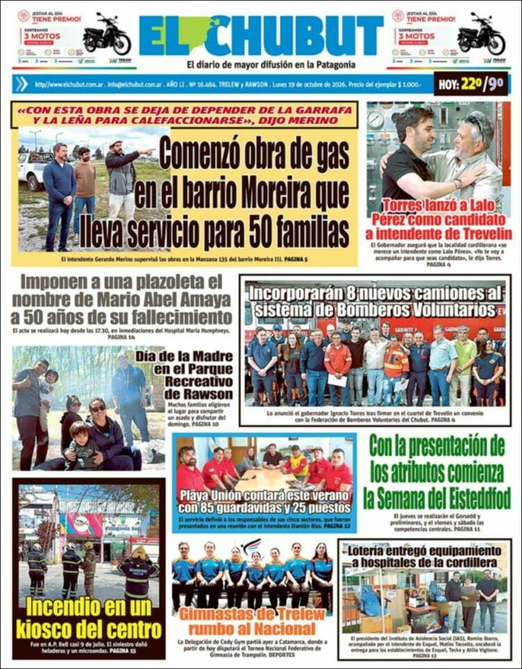 Portada de El Chubut (Argentina)