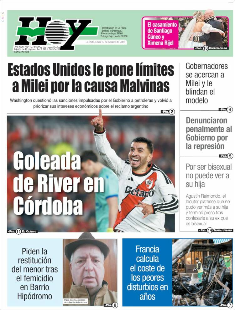 Portada de Diario Hoy (Argentina)