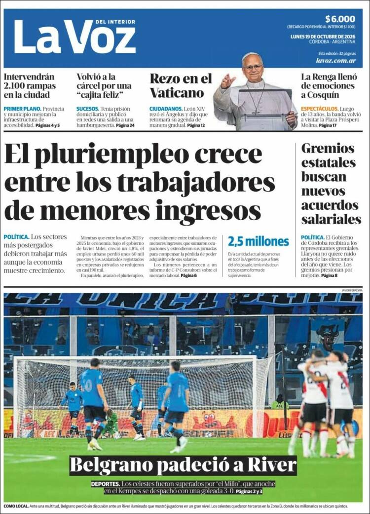 Portada de La Voz del Interior (Argentina)
