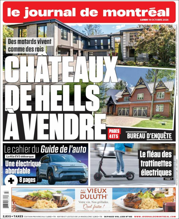 Portada de Le Journal de Montréal (Canad&aacute;)