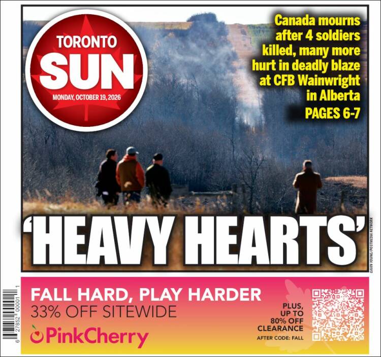 Portada de The Toronto Sun (Canad&aacute;)