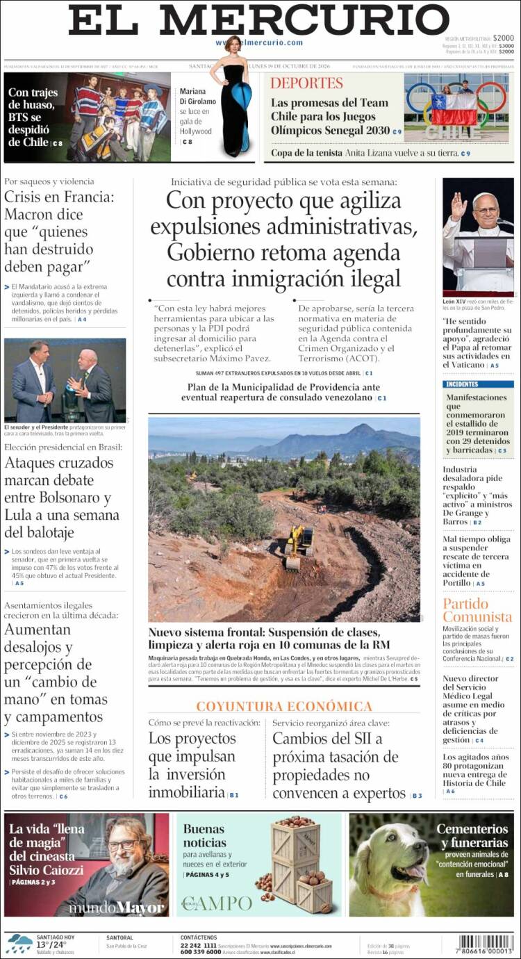 Portada de El Mercurio (Chile)