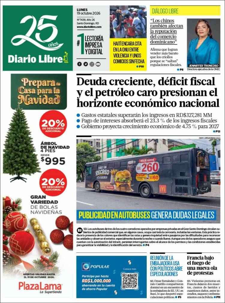 Portada de Diario Libre (R. Dominicana)